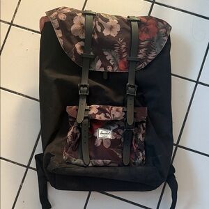Floral Herschel Black Backpack